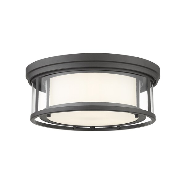 Z-Lite Willow 3 Light Flush Mount, Bronze & Inner White and Outer Clear 426F16-BRZ - main
